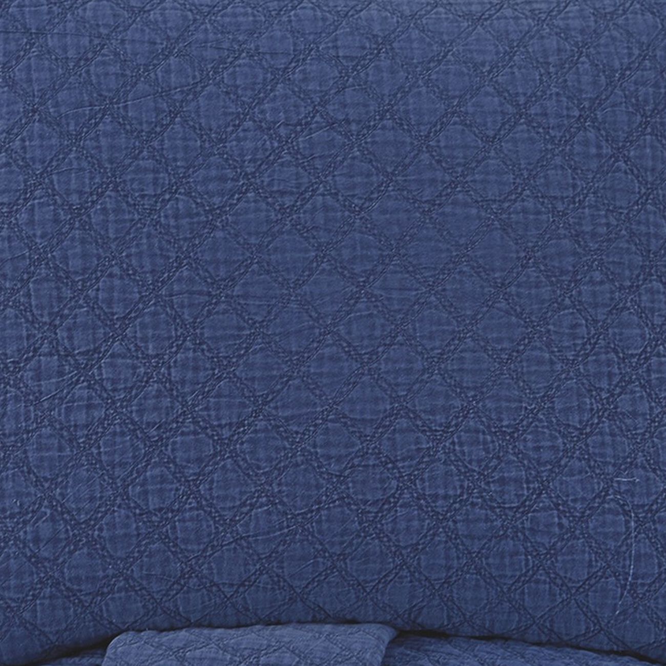 3 Piece Diamond Quilted Polyester King Coverlet Set, Blue