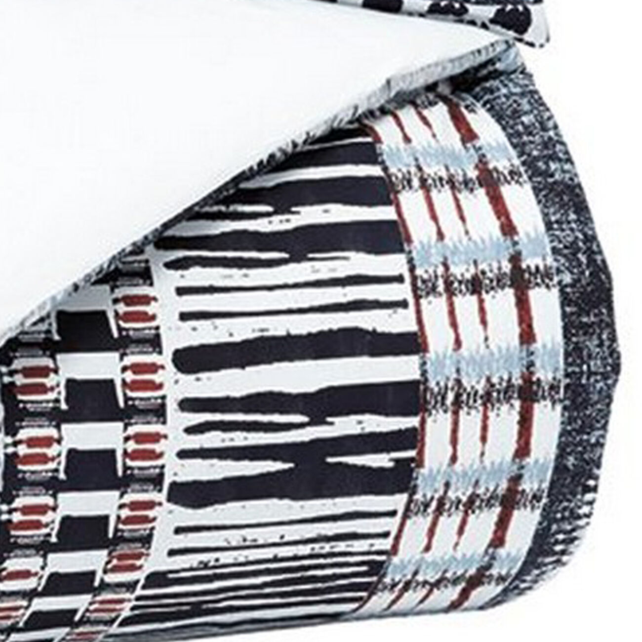 3 Piece Fabric King Comforter Set with Trendy Geometric Print, Multicolor