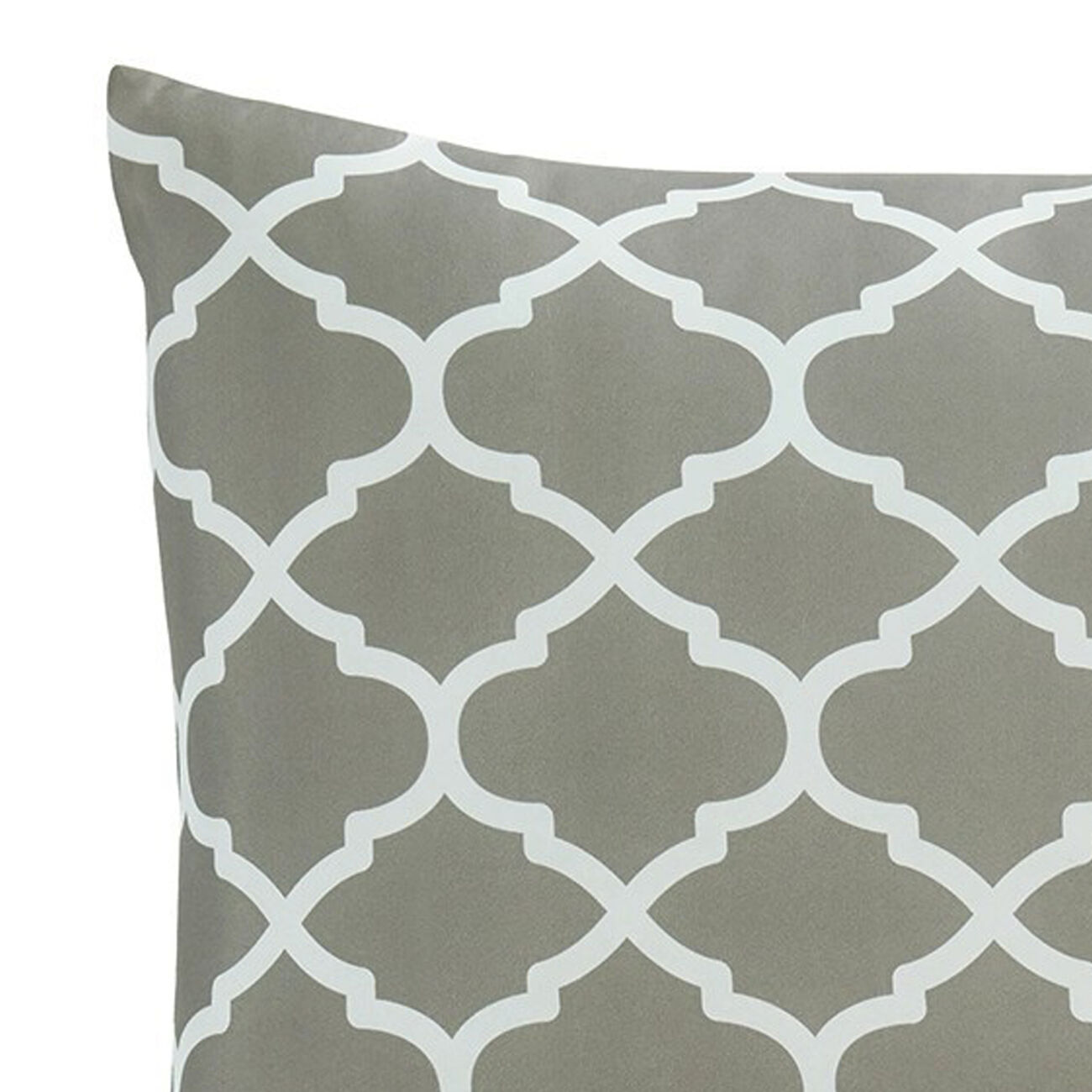 2 Piece Twin Comforter Set with Quatrefoil Design, Gray and White