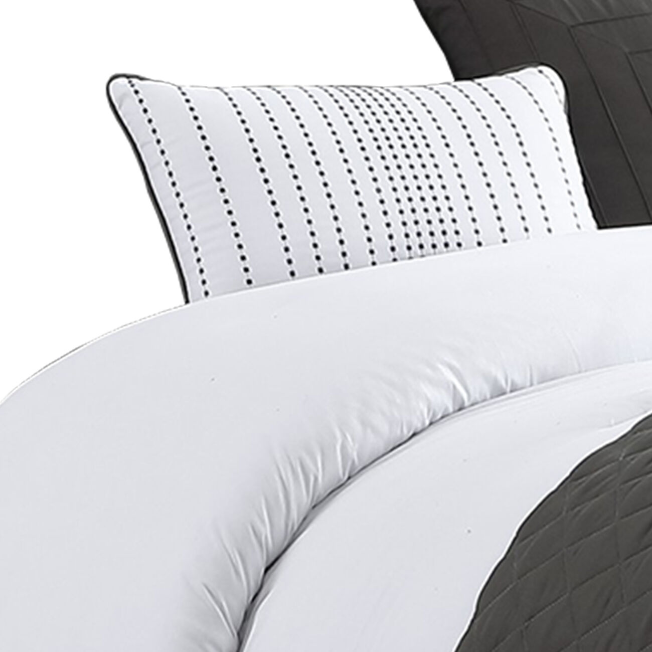 8 Piece King Size Fabric Comforter Set with Oversized Check Prints, Black