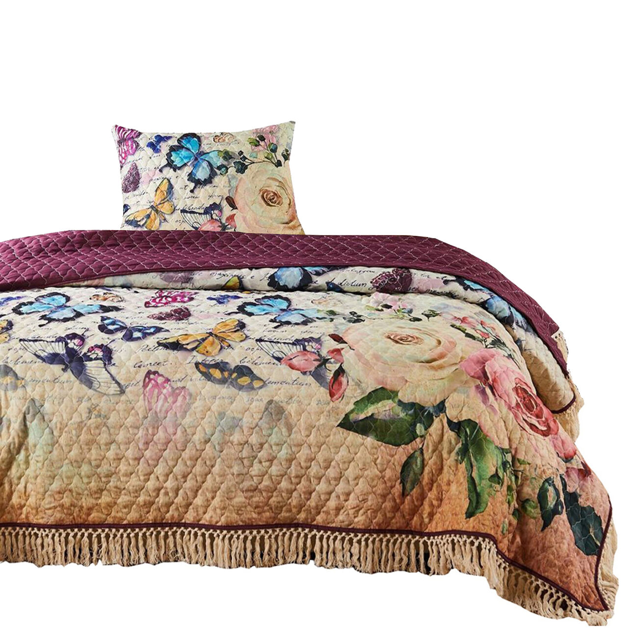 Barrow 2 Piece Butterfly Printed Twin Quilt Set, Multicolor