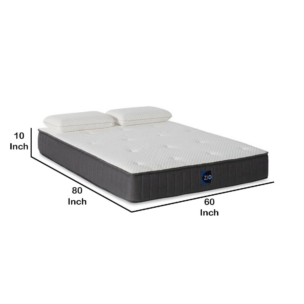 Queen Size Gel Infused Memory Foam Mattress, White and Gray