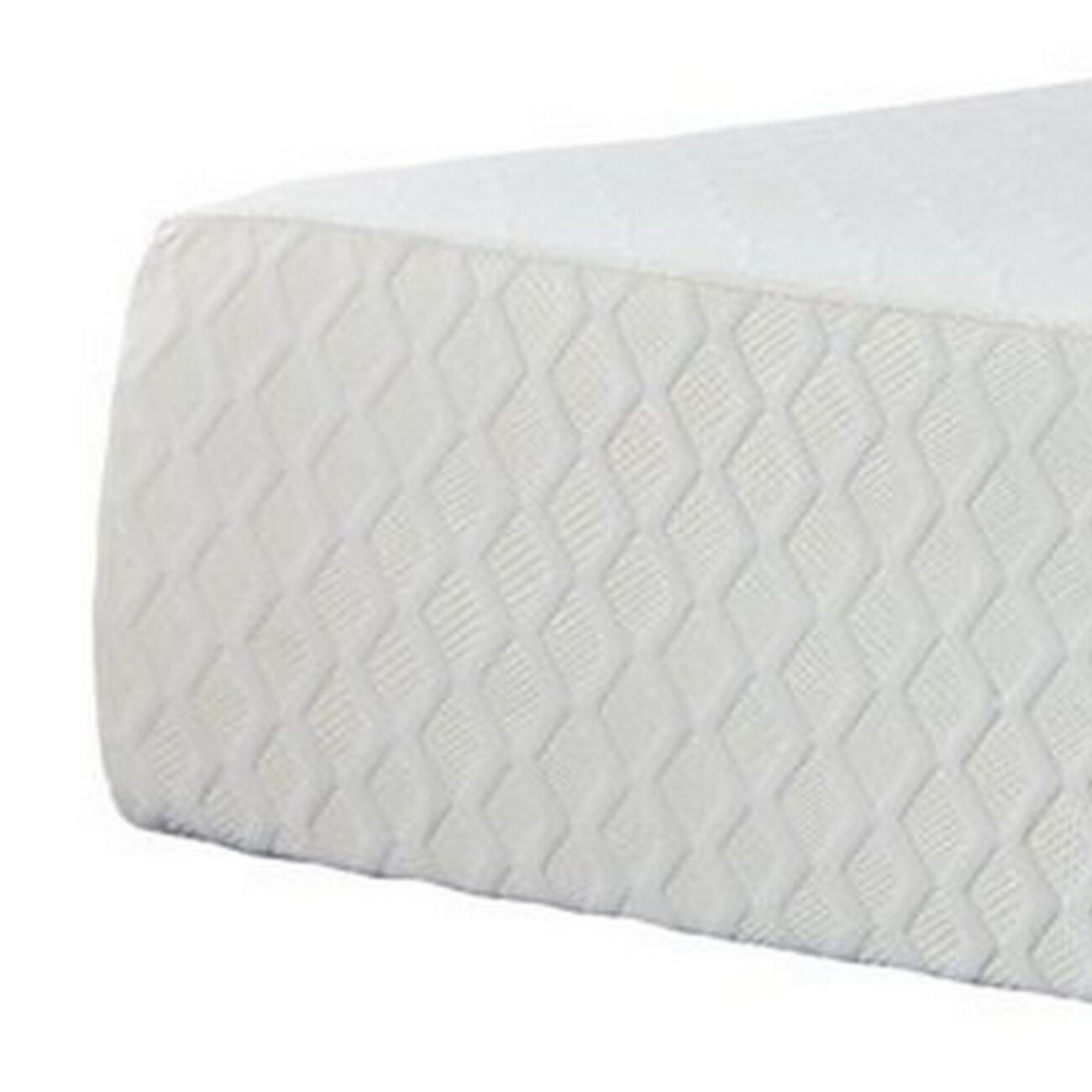 Fabric Upholstered California King Mattress with Memory Foam Layer, White