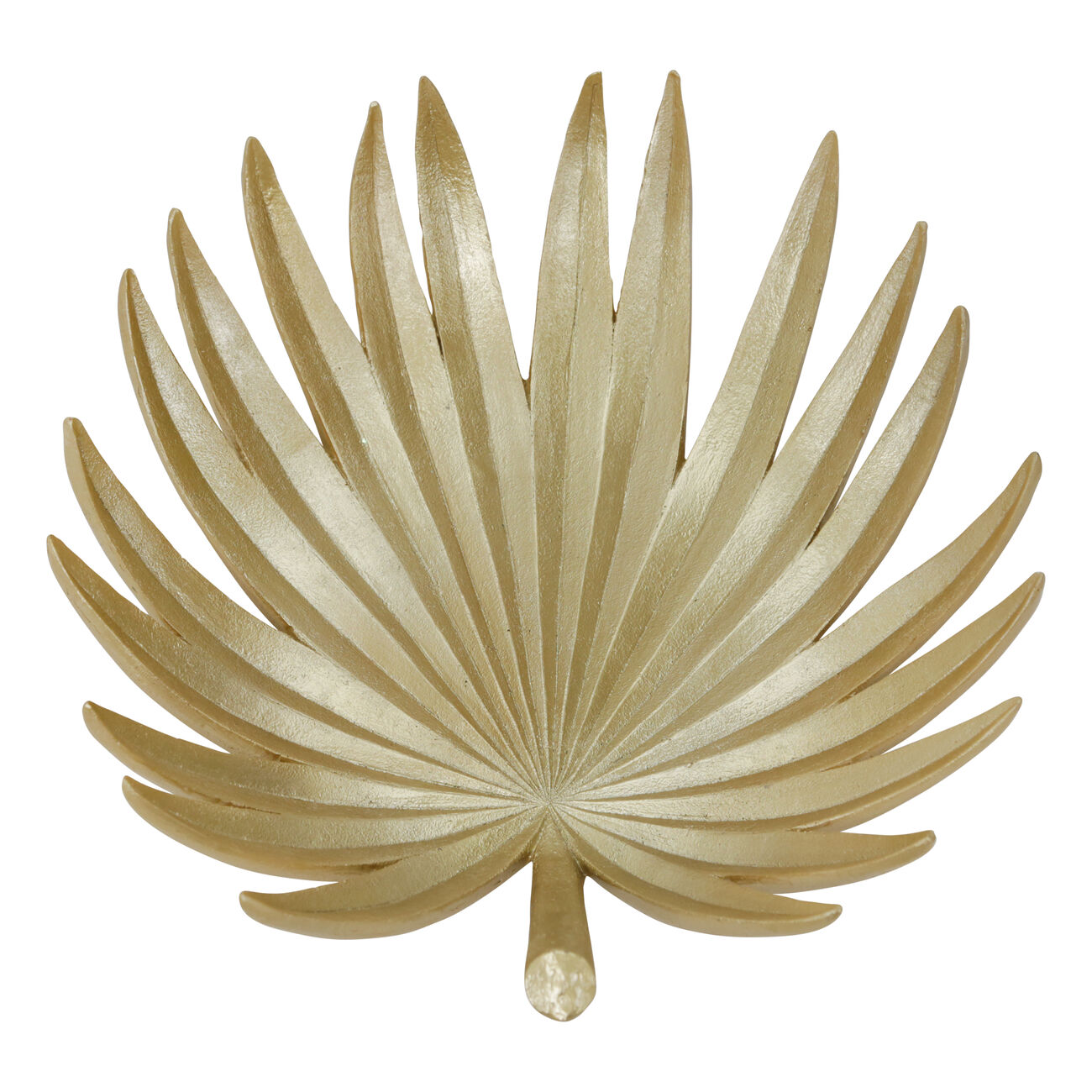 Polyresin Decorative Plate with Palm Leaf Design, Gold