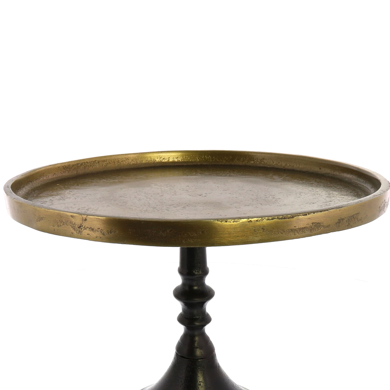 Metal Pedestal with Turned Base, Large, Black and Brass