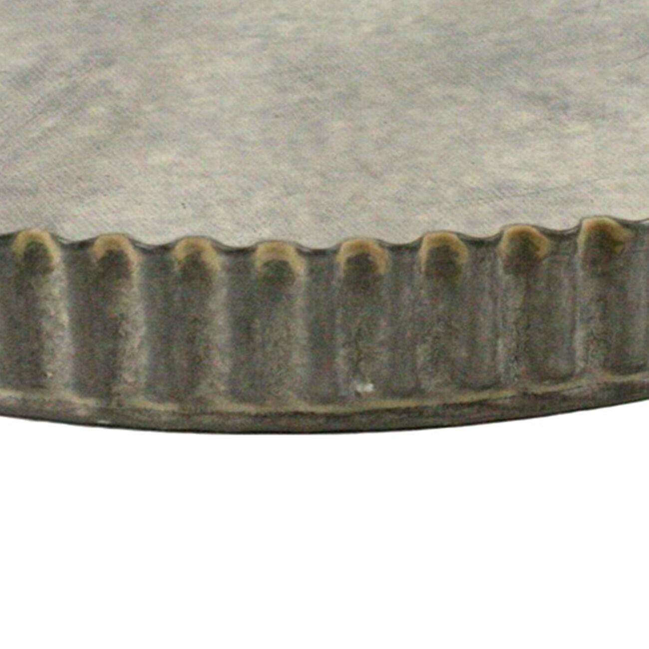 Metal Round Tray with Crimped Edges, Large, Gray