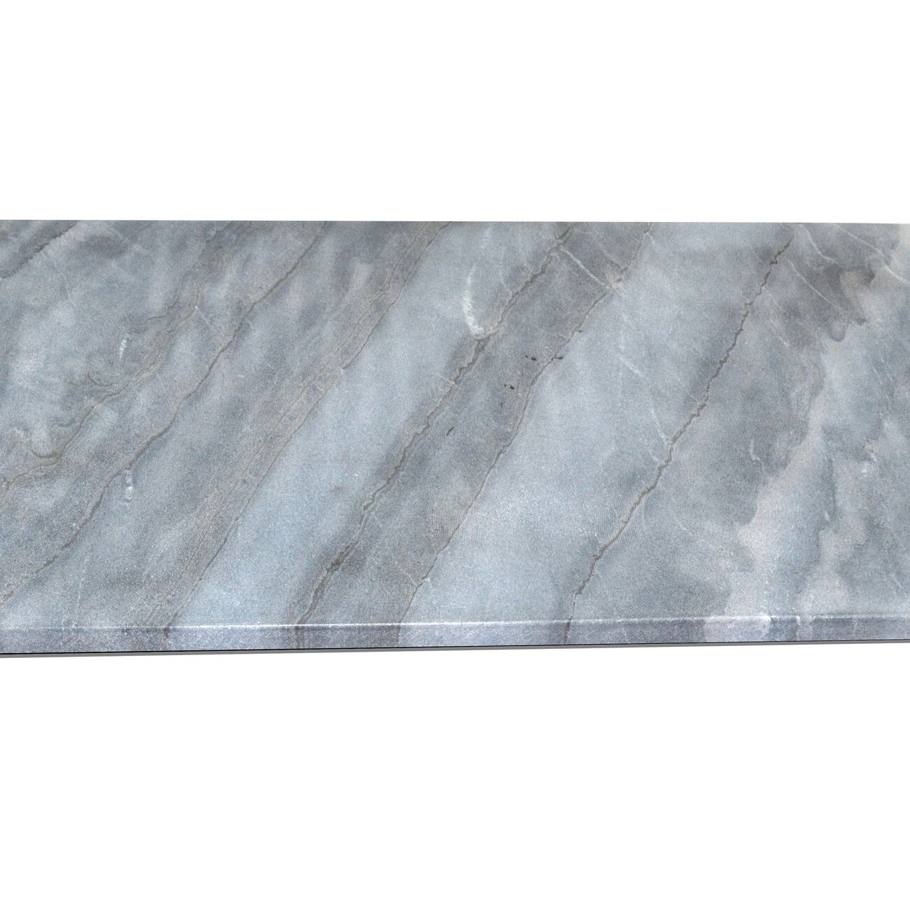 Rectangular Marble Tray with Handles, Gray and Chrome