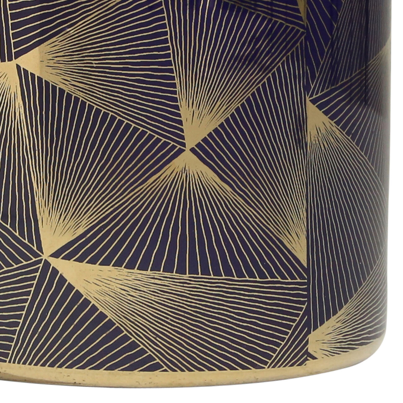 Contemporary Styled Ceramic Jar with Fine Patterns, Blue and Gold, Large