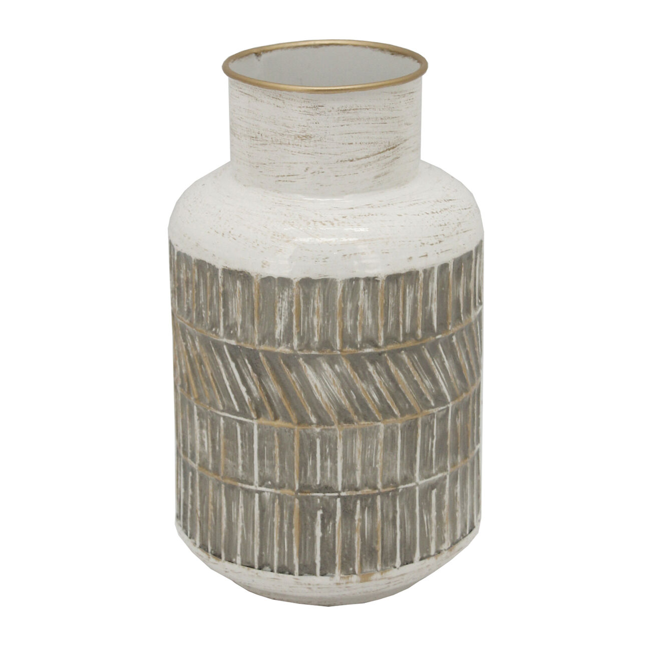 10 Inch Milk Jar Design Accent Decor with Tapered Bottom Base, Gray