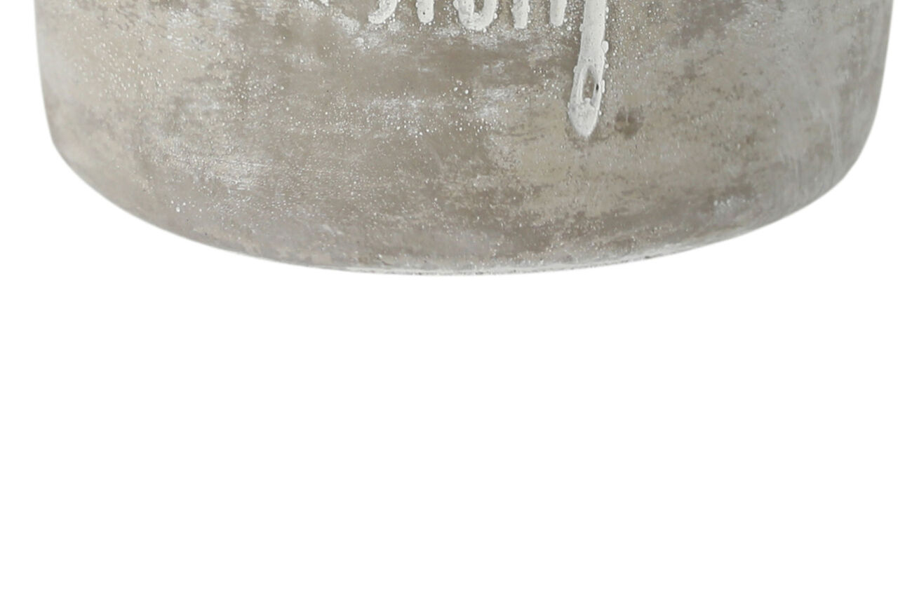 Round Cemented Utensils Jar with Engraved Typography, Gray