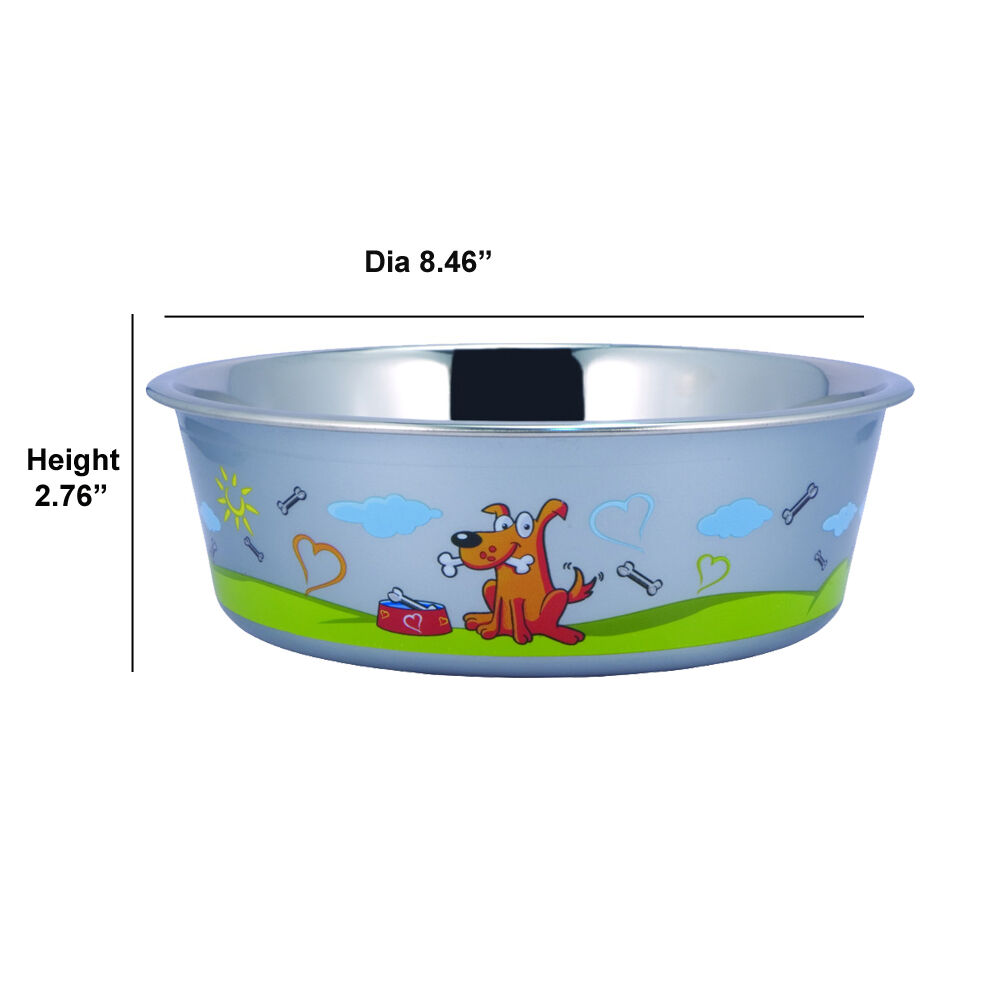 Multi Print Stainless Steel Dog Bowl By Boomer & Chaser-Set of 2
