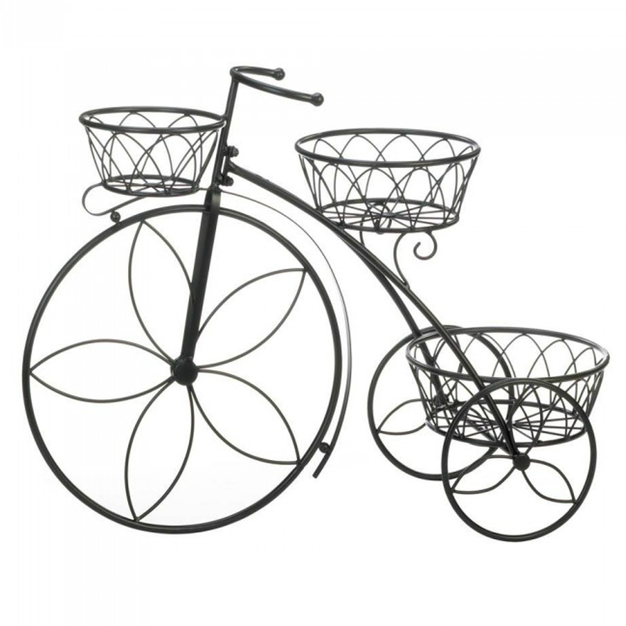Metal Tricycle Plant Stand with Three Baskets